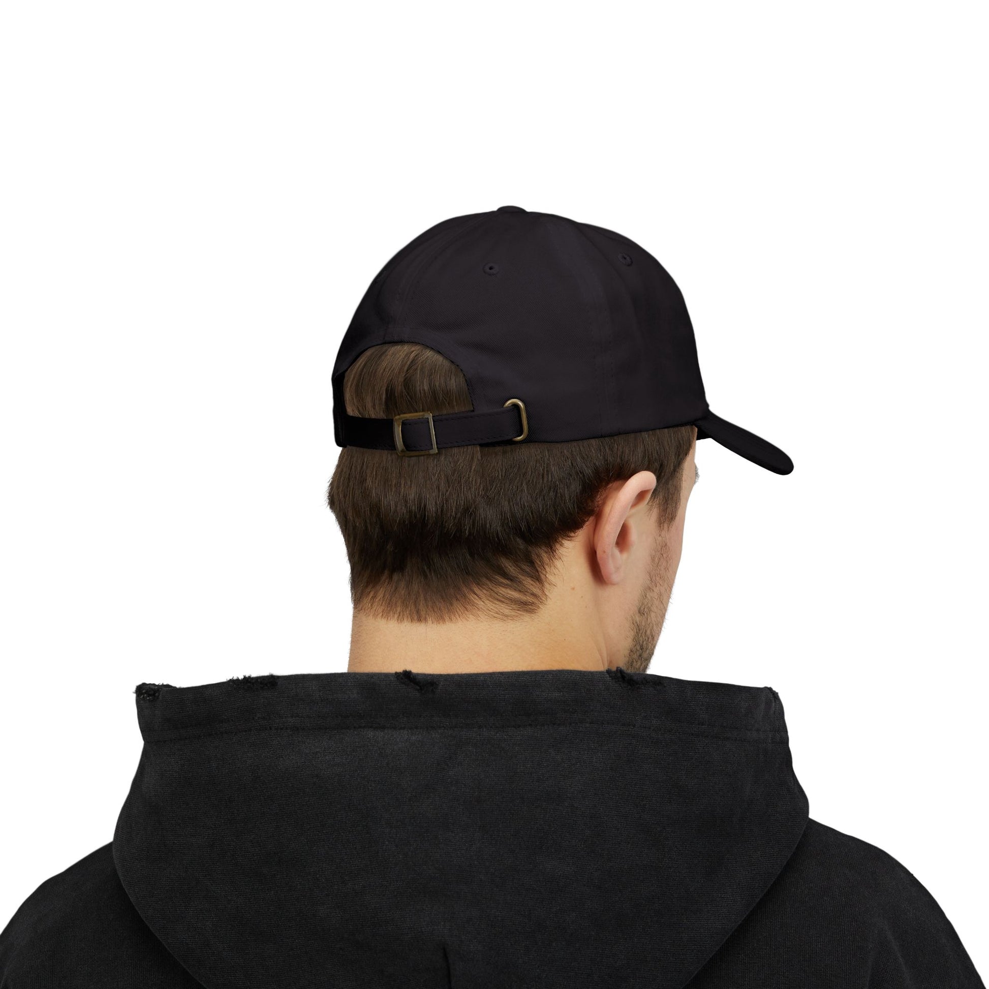 Back view of a red Classic Dad Cap from the Astral Signature Collection with an adjustable strap. This trendy baseball hat is perfect for casual wear, making it an ideal Father's Day gift for him.