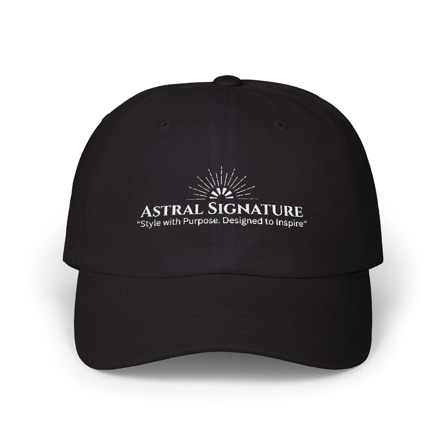 Classic Dad Cap in sleek black from the Astral Signature Collection, perfect for any casual occasion. This super comfortable baseball hat is a great representation of vintage baseball cap style for him. An ideal choice for a Father's Day gift or everyday wear in urban fashion.
