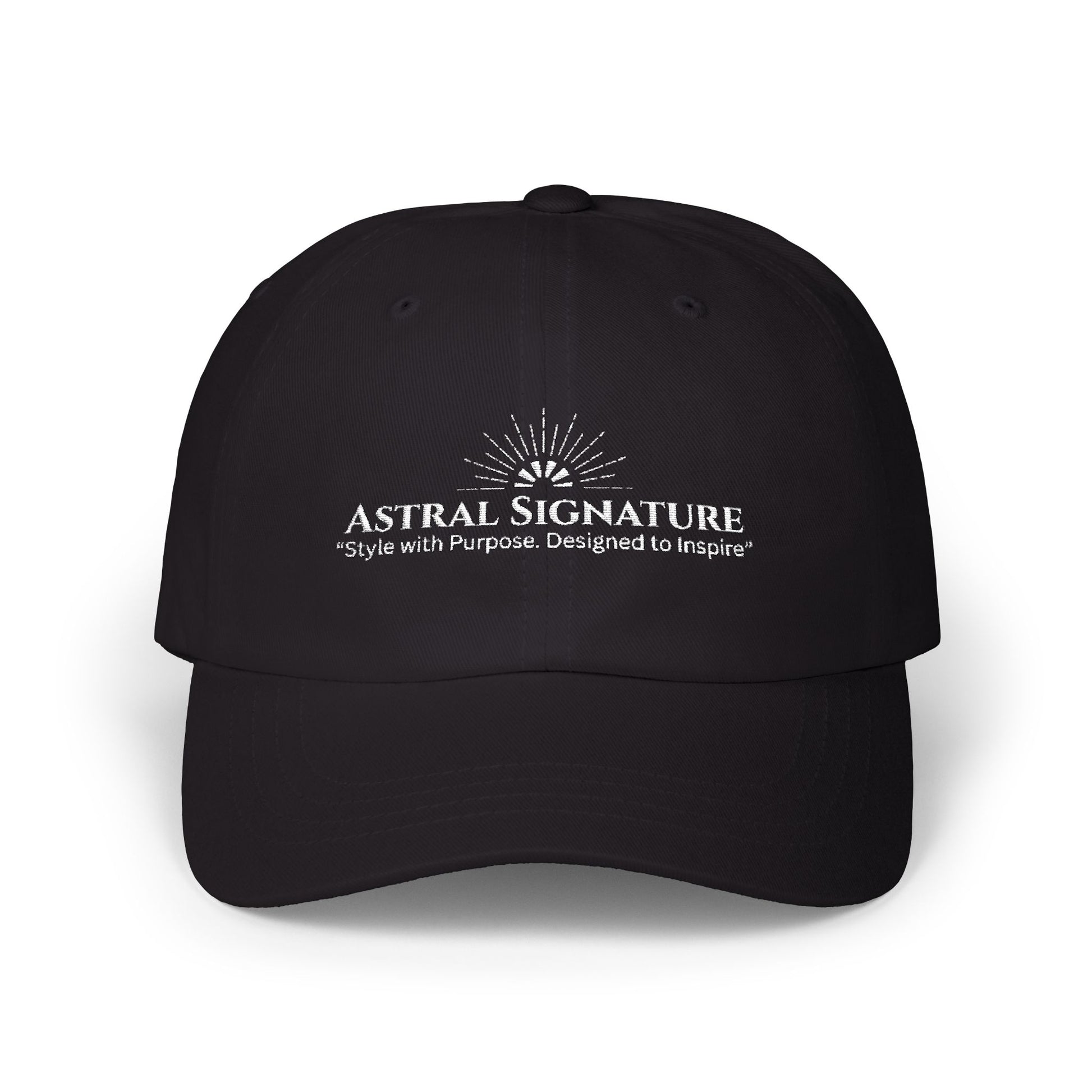 Classic Dad Cap in sleek black from the Astral Signature Collection, perfect for any casual occasion. This super comfortable baseball hat is a great representation of vintage baseball cap style for him. An ideal choice for a Father's Day gift or everyday wear in urban fashion.