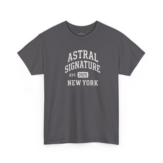 Astral Signature Tee Est. New York 2025, T-shirts in darker colors by Astral Signature