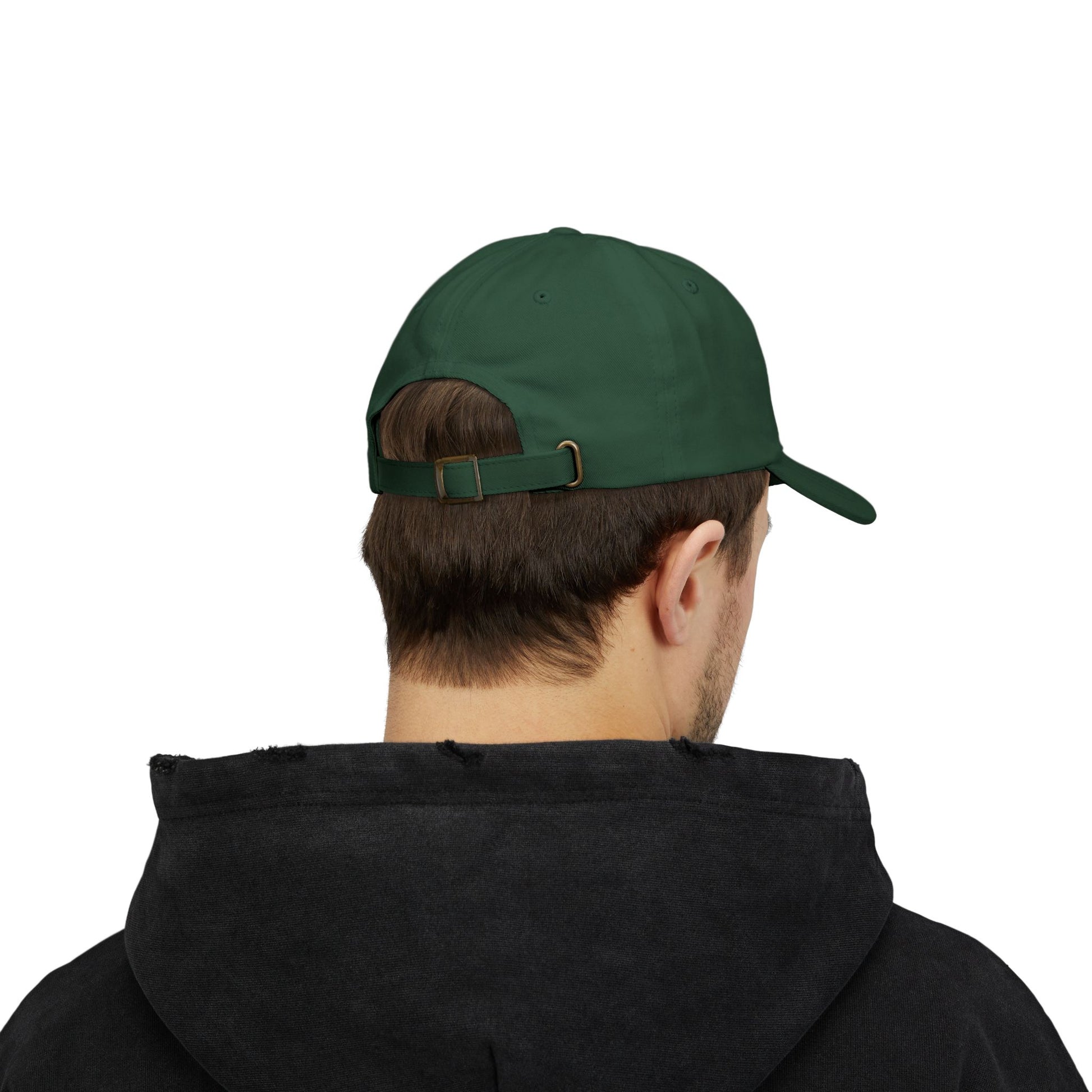 Back view of a navy Classic Dad Cap from the Astral Signature Collection, featuring an adjustable strap for comfort. This stylish baseball hat is a great addition to any casual outfit, perfect for Father's Day gifts and vintage baseball lovers.