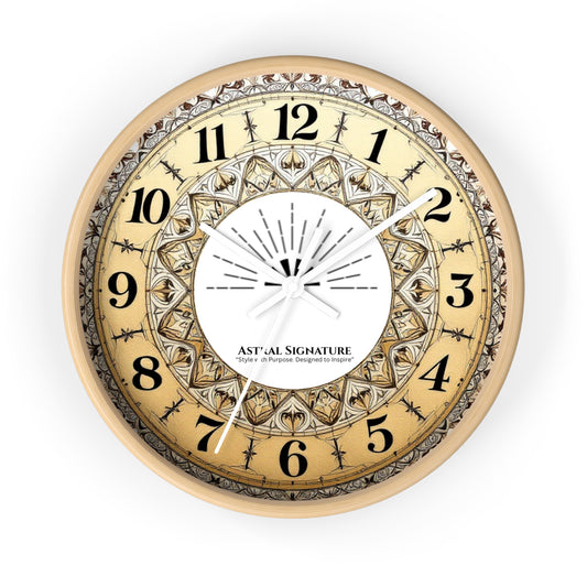 Eye-catching Bohemian Mandala Wall Clock by Astral Signature, showcasing vibrant colors that add flair to any space. This decorative timepiece is a great addition to bedroom wall decor or dorm room decor, making it a thoughtful gift for yoga lovers who appreciate boho chic clock designs.