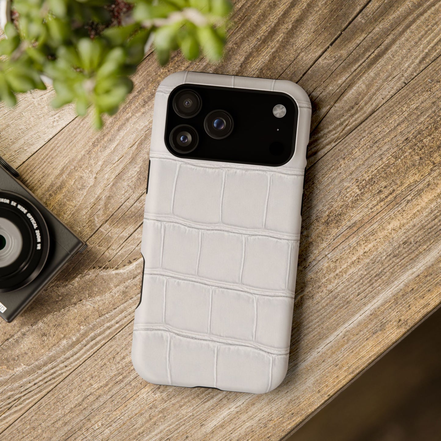 iPhone 17 Series Phone Case for 17 Pro Max, 17 Pro, 17 and 17 Air — White Croc Texture Case | Astral Signature™ Edit