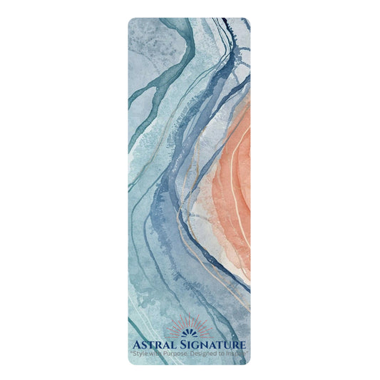 Yoga Mat Calming Pink and Blues Patterns - Rubber Yoga Mat - Astral Signature