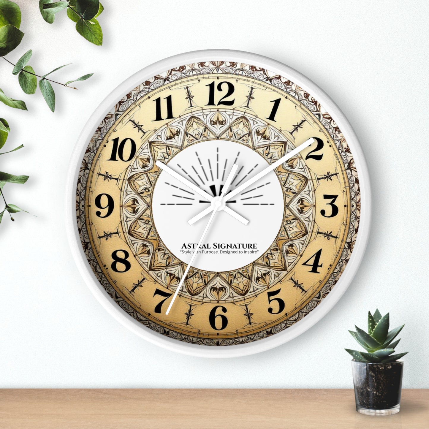 Elegant Bohemian Mandala Wall Clock by Astral Signature, showcasing a colorful mandala design that transforms spaces. This decorative timepiece fits beautifully in modern wall art settings and is an excellent gift for yoga lovers, enhancing bedroom wall decor or hippie room aesthetics.