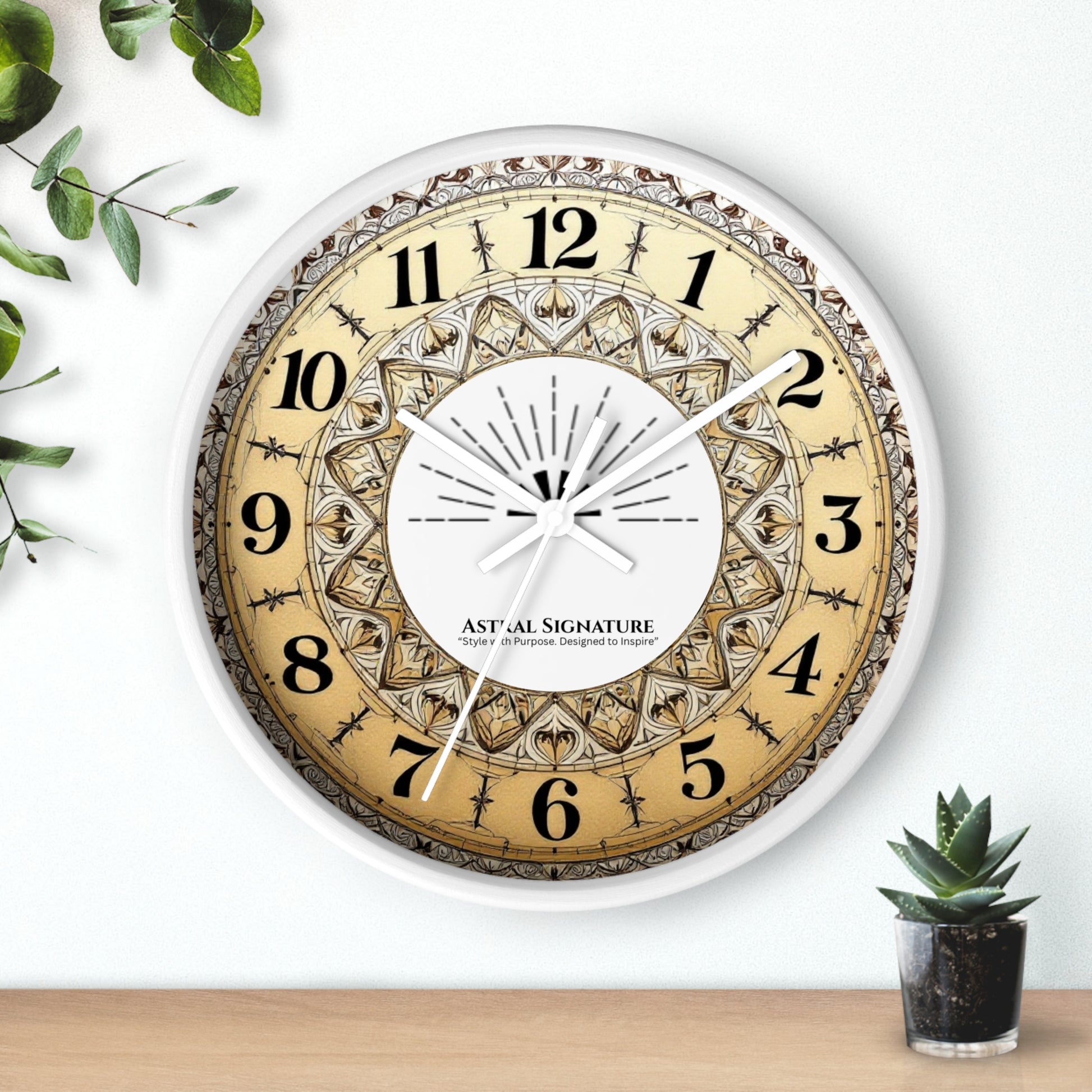 Elegant Bohemian Mandala Wall Clock by Astral Signature, showcasing a colorful mandala design that transforms spaces. This decorative timepiece fits beautifully in modern wall art settings and is an excellent gift for yoga lovers, enhancing bedroom wall decor or hippie room aesthetics.
