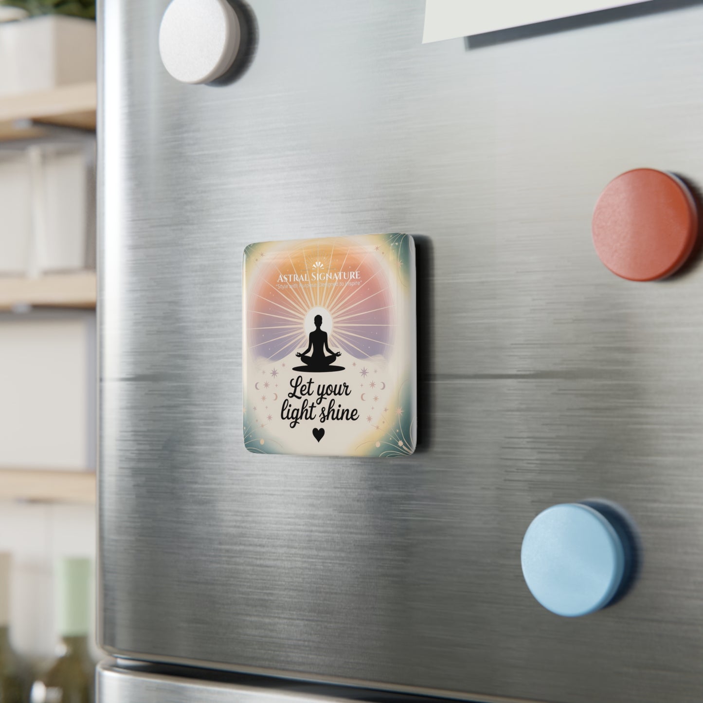 Let Your Light Shine Yoga Magnet Decotation – Meditation Porcelain Magnet by Astral Signature