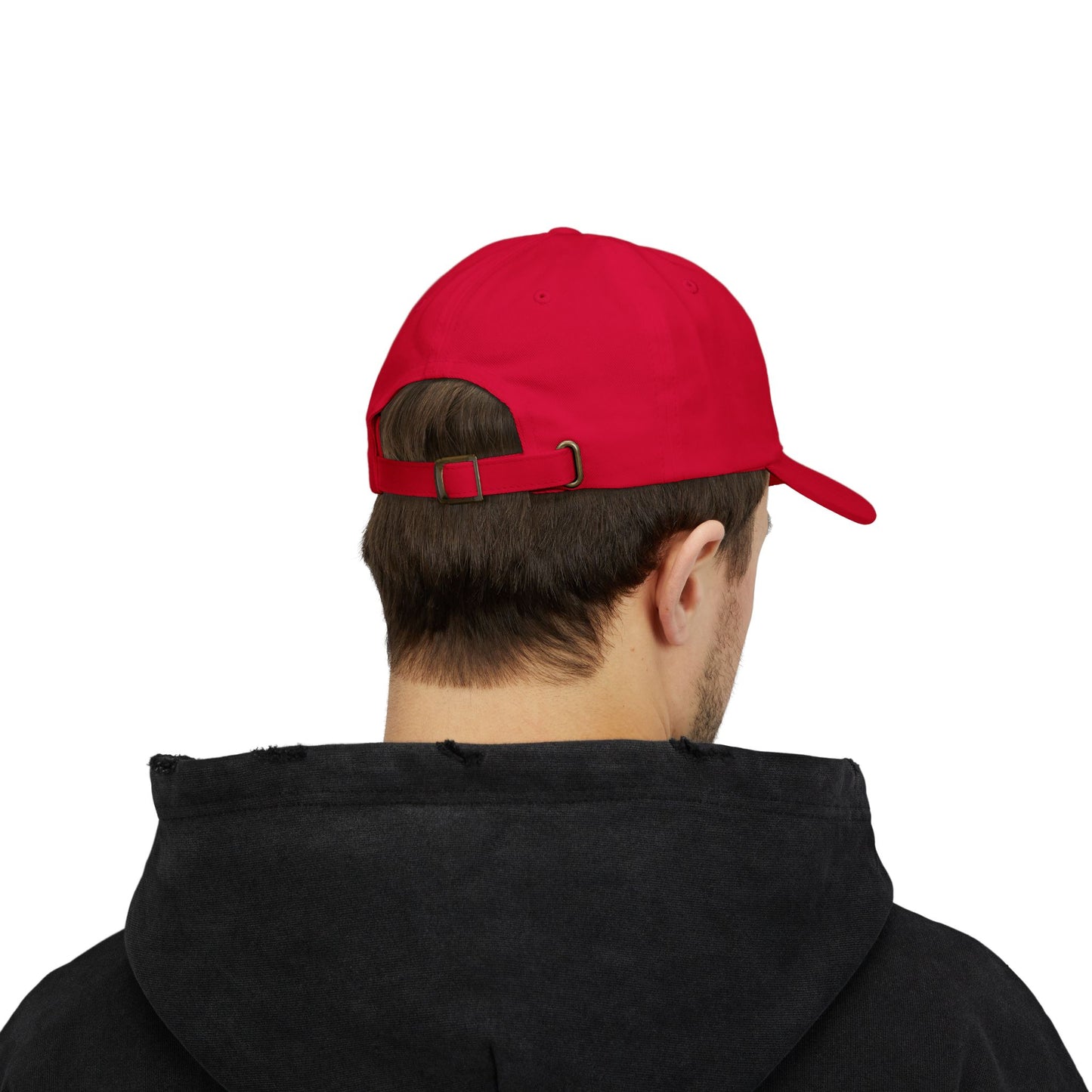 Back view of a dark blue Classic Dad Cap from the Astral Signature Collection, featuring an adjustable strap and a sleek design. This comfortable baseball hat is a great Father's Day gift, ideal for casual wear and everyday use.