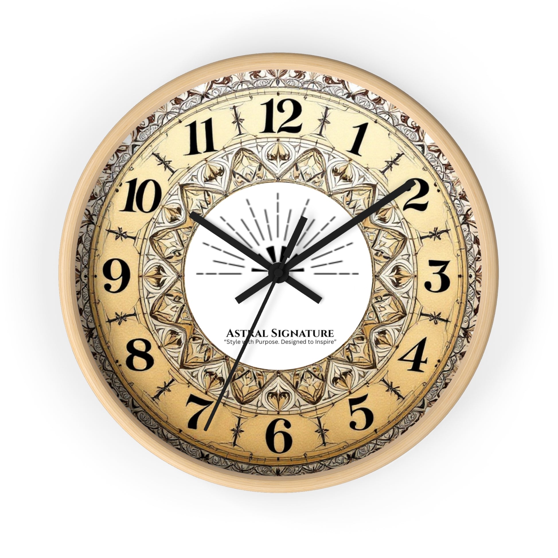 Intricate Bohemian Mandala Wall Clock by Astral Signature, blending beauty and functionality with its colorful celestial design. It's a decorative timepiece that enhances bedroom wall decor and dorm room decor, making it an excellent gift for yoga lovers and fitting well in hippie room aesthetics.