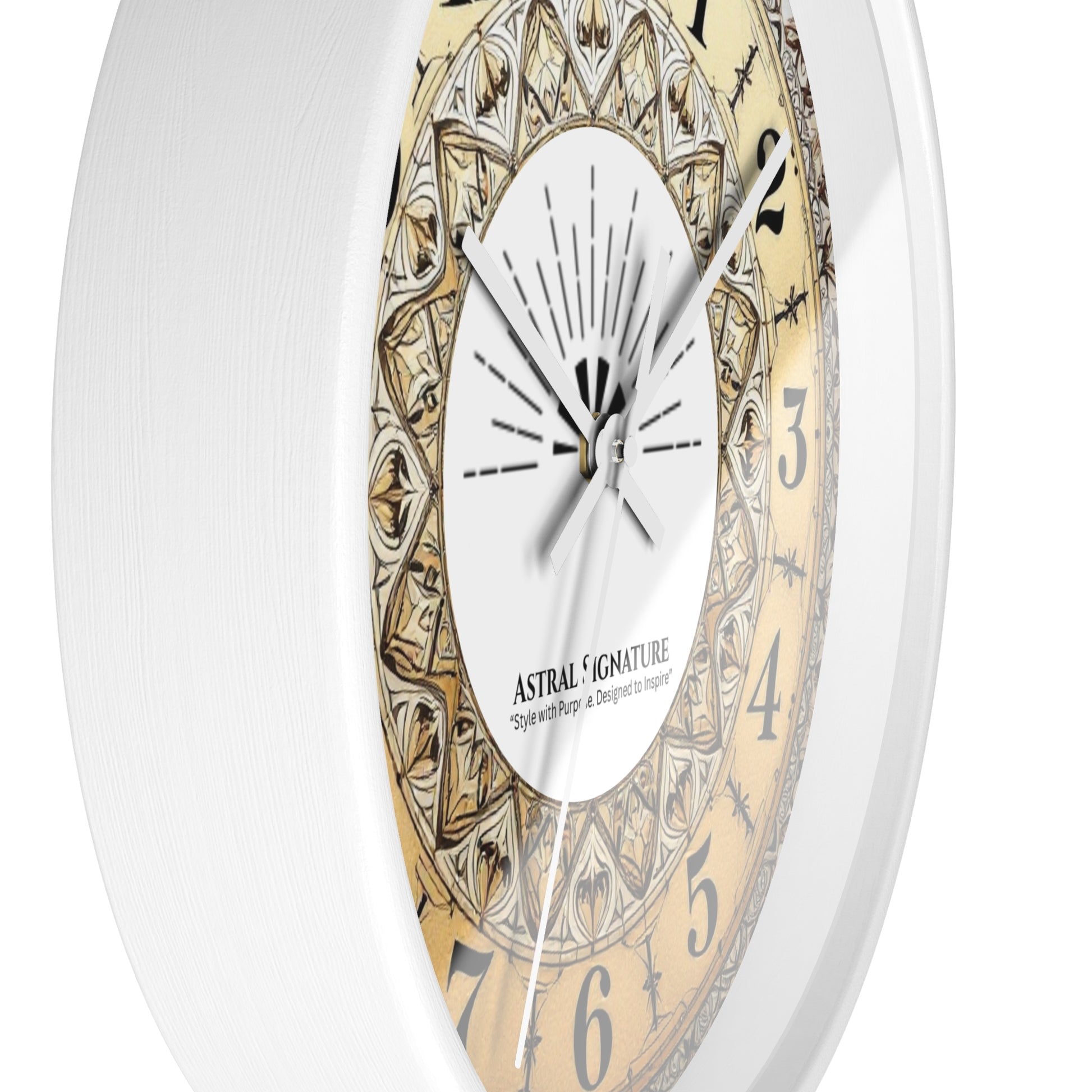 Stylish Bohemian Mandala Wall Clock by Astral Signature with a captivating celestial theme. This decorative timepiece enhances any space, ideal for bedroom wall decor and a perfect gift for yoga lovers and those who appreciate unique home decor.