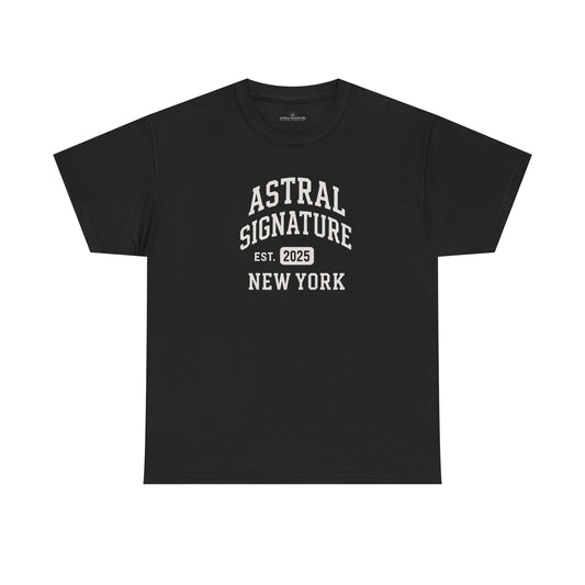 Astral Signature Tee Est. New York 2025, T-shirts in darker colors by Astral Signature