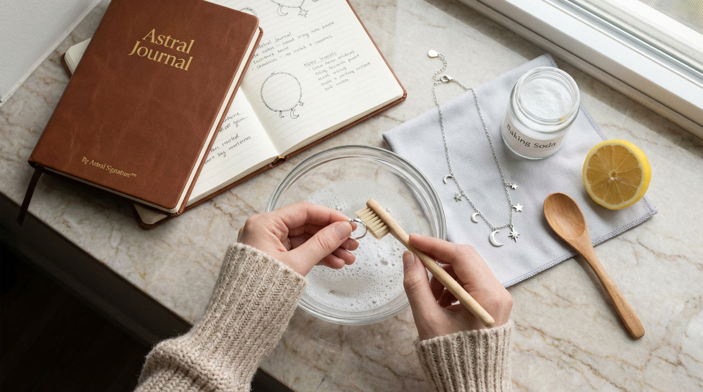 Sterling silver jewelry cleaning methods showing safe techniques to restore shine and remove tarnish at home