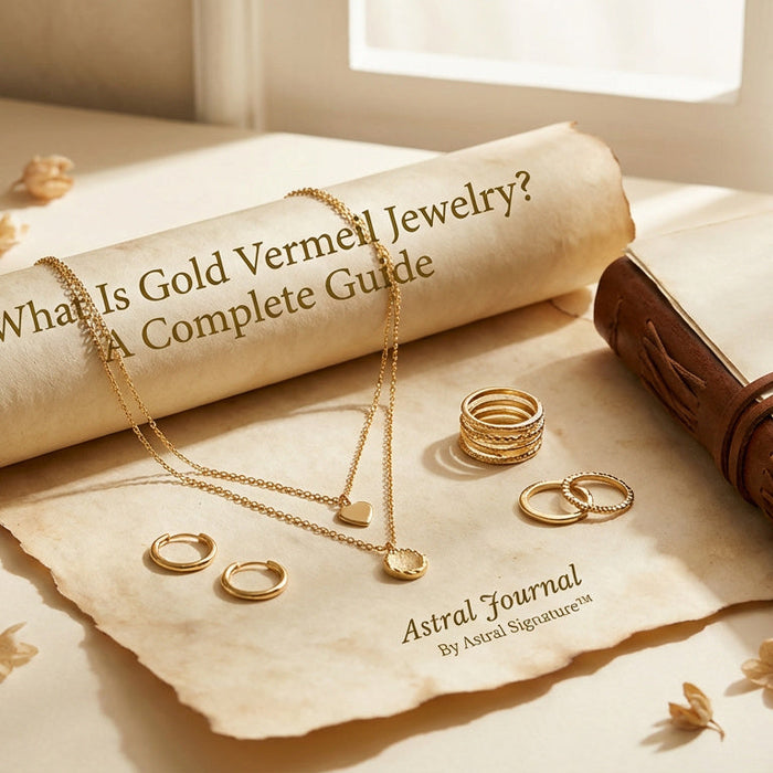 Gold vermeil jewelry showcasing premium sterling silver base with gold plating used in demi-fine jewelry