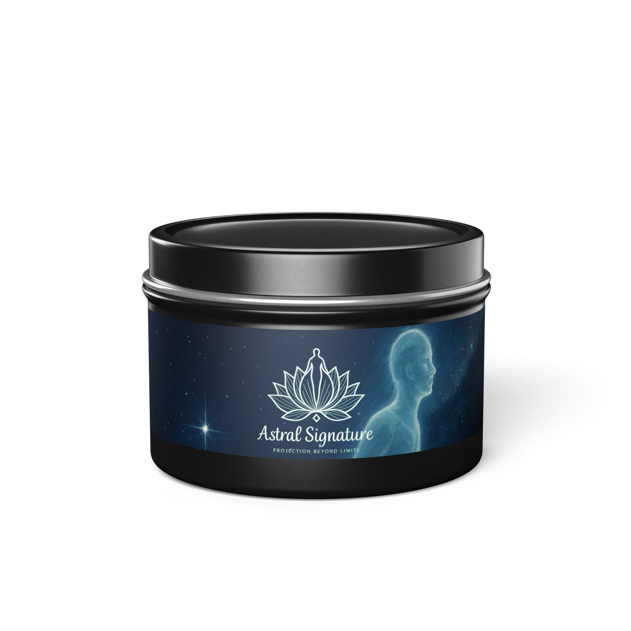 Eco-friendly Astral Signature Tin Candles placed in a cozy living room, perfect for daily mindfulness rituals.