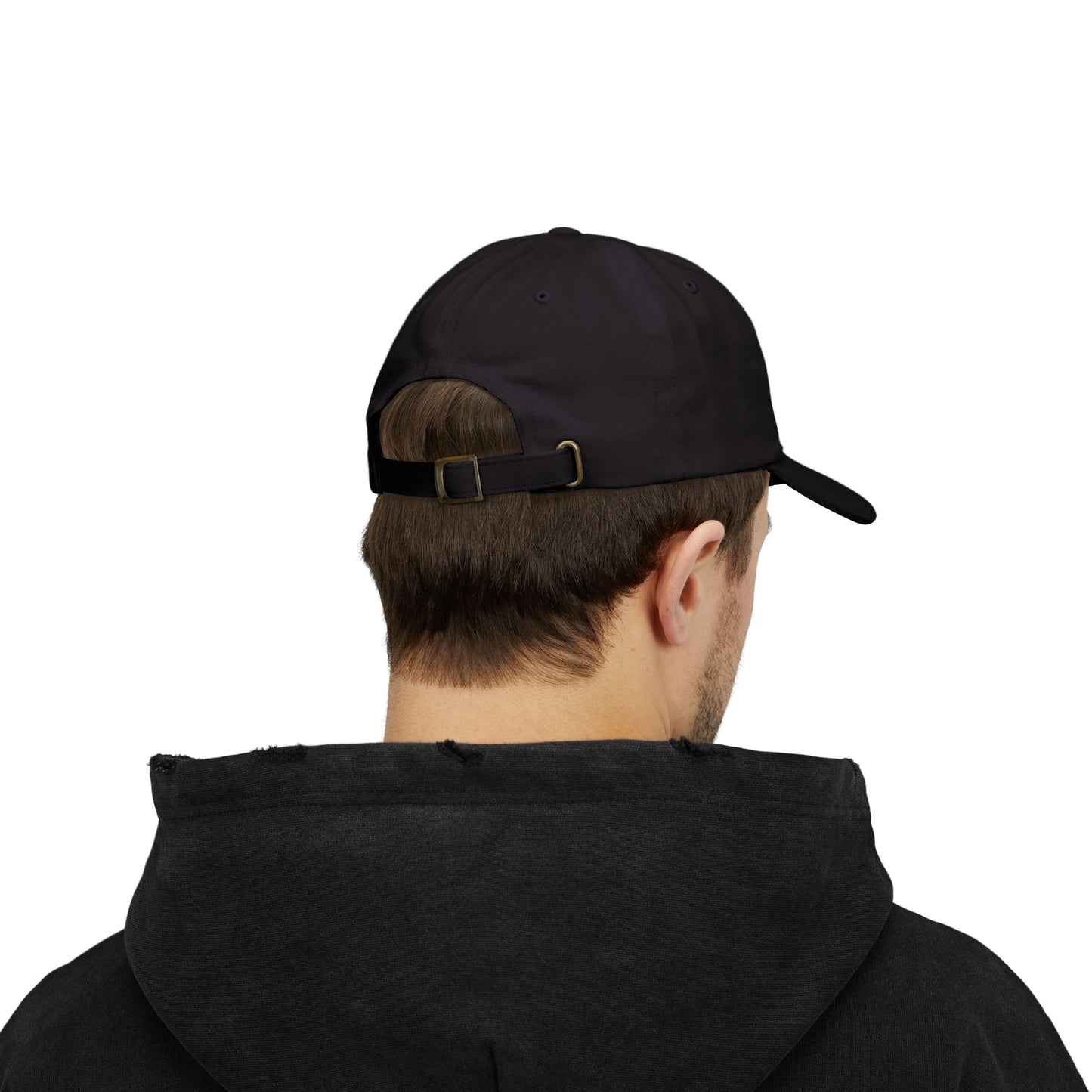 Back view of a red Classic Dad Cap from the Astral Signature Collection with an adjustable strap. This trendy baseball hat is perfect for casual wear, making it an ideal Father's Day gift for him.