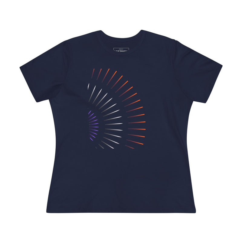 Camiseta Astral Radiant Lines — Camiseta minimalista de algodón para mujer