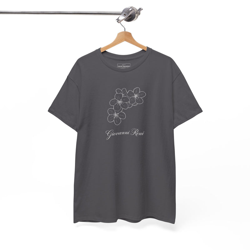 Giovanni Reni Floral Script Tee — Minimal Flower Graphic | Astral Signature™