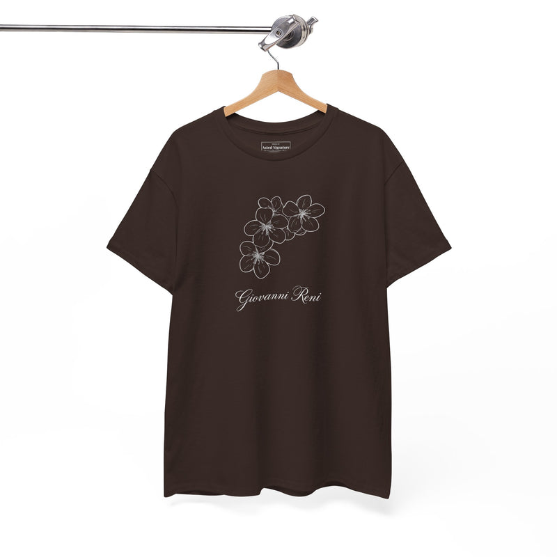Giovanni Reni Floral Script Tee — Minimal Flower Graphic | Astral Signature™