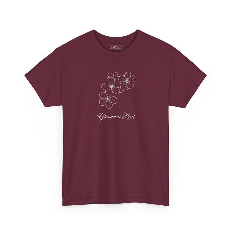 Giovanni Reni Floral Script Tee — Minimal Flower Graphic | Astral Signature™