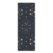 Astral Signature™ Rubber Yoga Mat showcasing a celestial astral pattern, designed for fitness, yoga, and meditation. This home yoga mat is lightweight and great for studio or travel workouts and is a must-have accessory for yoga enthusiasts.