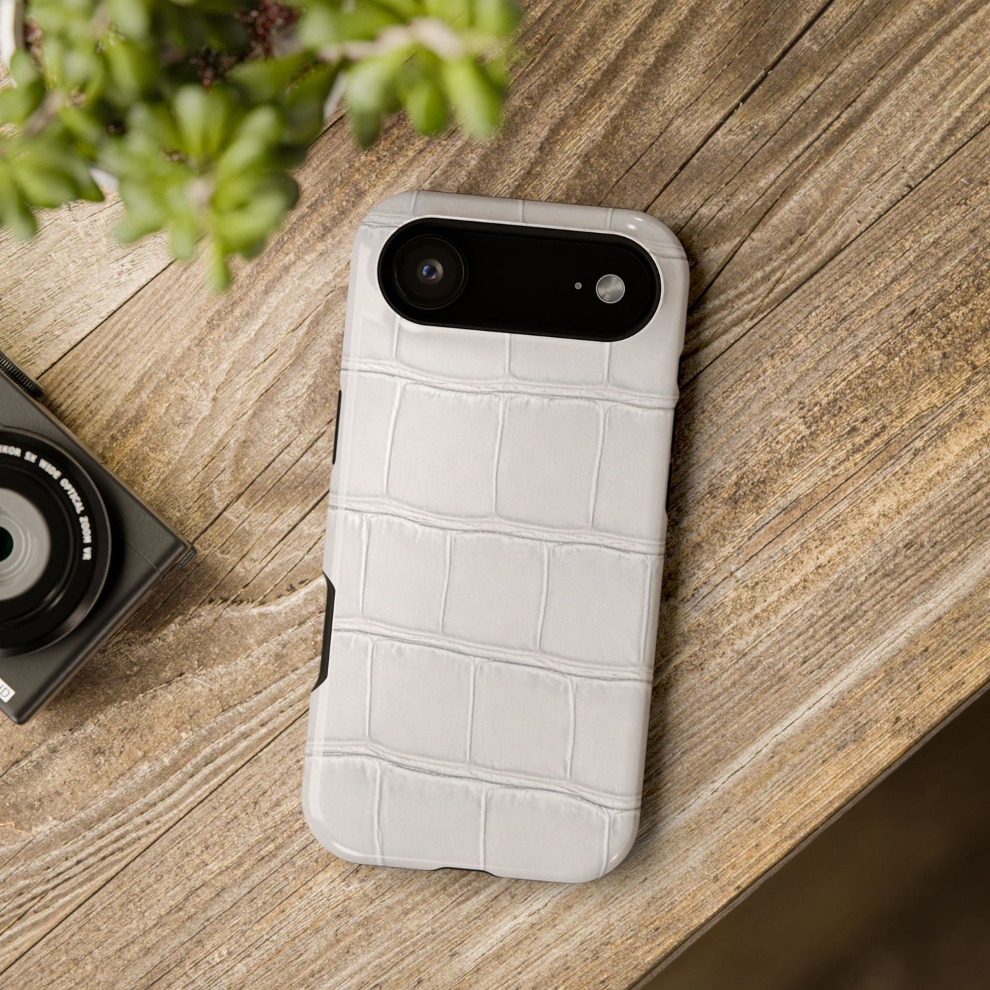 iPhone 17 Series Phone Case  for 17 Pro Max, 17 Pro, 17 and 17 Air  — White Croc Texture Case | Astral Signature™ Edit