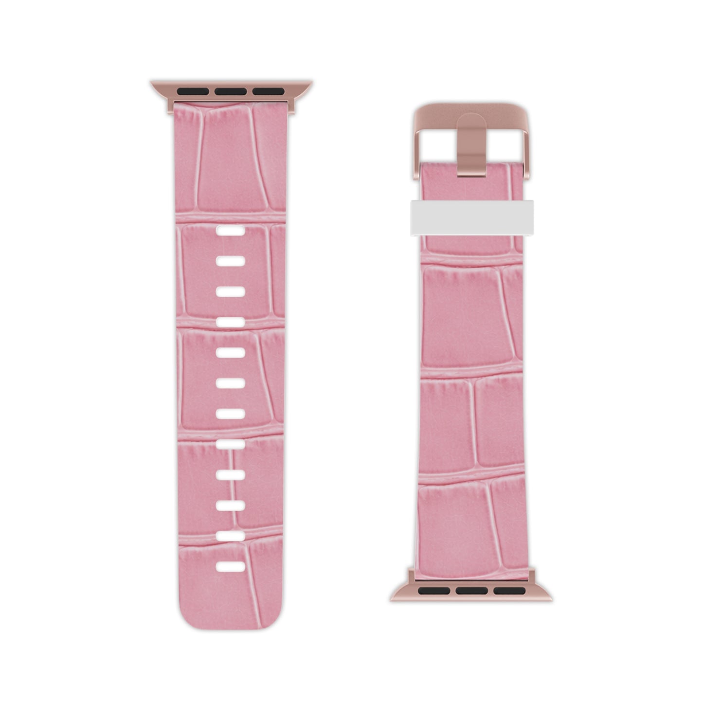 Astral Signature™ Apple Watch Band — Pink Croc Leather with a sleek crocodile strap design on display. This adjustable band complements everyday attire, making it a great gift for her during spring.
