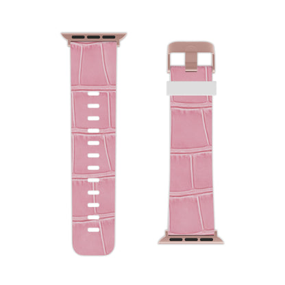 Astral Signature™ Apple Watch Band — Pink Croc Leather with a sleek crocodile strap design on display. This adjustable band complements everyday attire, making it a great gift for her during spring.