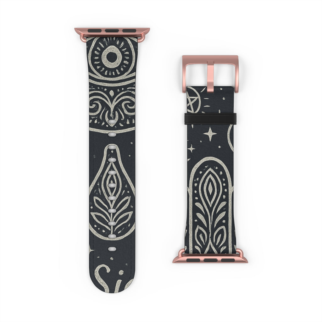 Watch Band - Astral Signature Bohemian Pattern, Ethnic Design, Unique Accessory