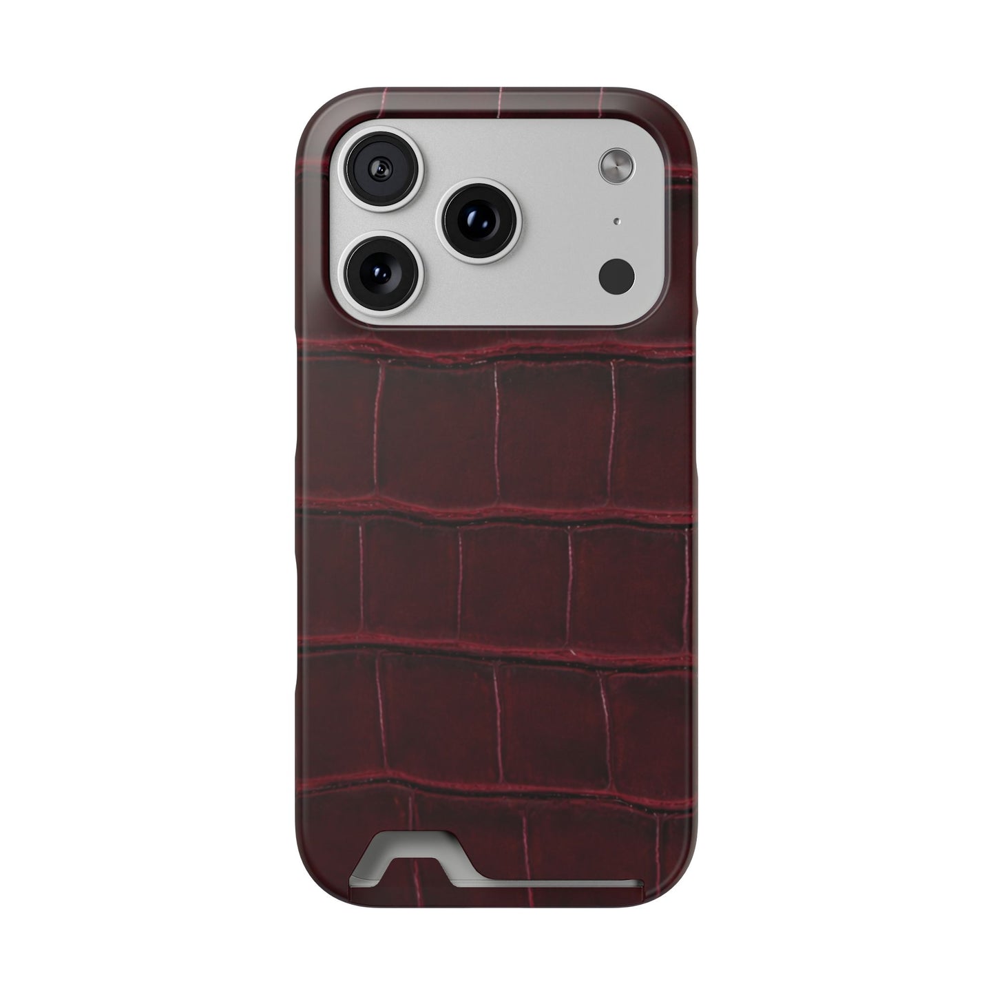 iPhone 17 Series Phone Case  for 17 Pro Max, 17 Pro, 17 and 17 Air - Burgundy Croc Case with Cardholder | Astral Signature™ Edit