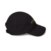 Side view of the Classic Dad Cap by Astral Signature™ in black, emphasizing its fashionable design and adjustable fit. This stylish headwear is perfect for outdoor adventures and serves as a trendy dad hat for everyday wear.