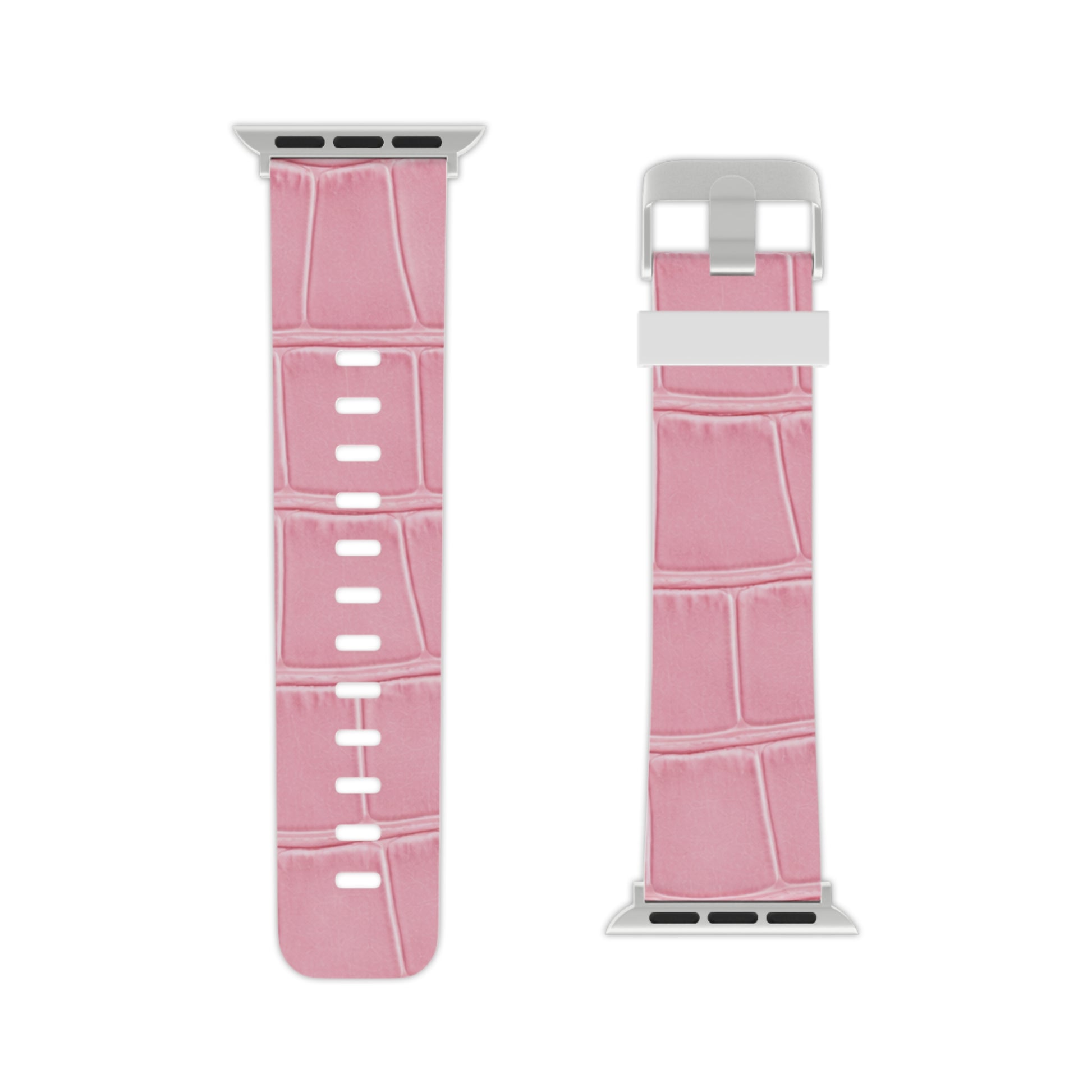The Astral Signature™ Apple Watch Band — Pink Croc Leather displayed with a white band view. This adjustable band is a fashionable replacement strap ideal for everyday wear, casual chic aesthetics, and as a gift for her birthday.