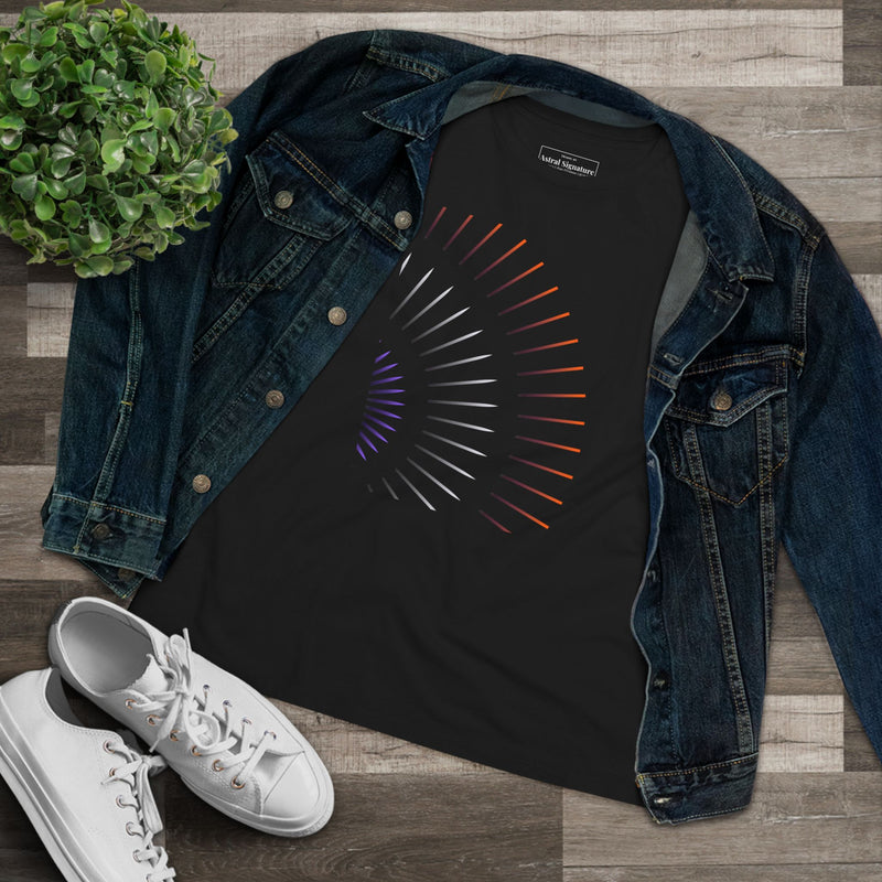 Camiseta Astral Radiant Lines — Camiseta minimalista de algodón para mujer
