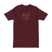 Front view of the Giovanni Reni™ Dove Signature Tee in burgundy, highlighting the elegant minimalist dove design. This Minimalist Men’s T-Shirt is a suitable gift for him, embodying timeless style for men.