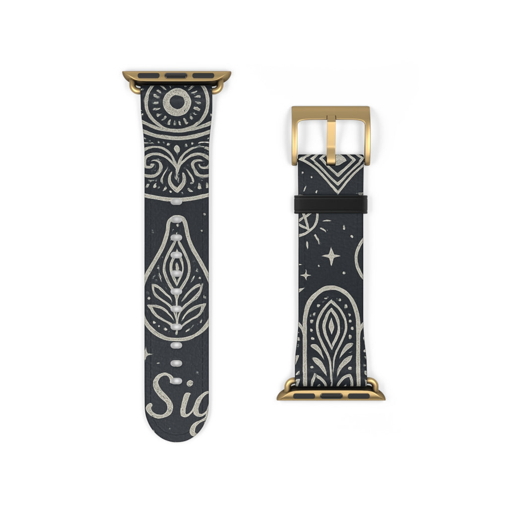 Watch Band - Astral Signature Bohemian Pattern, Ethnic Design, Unique Accessory