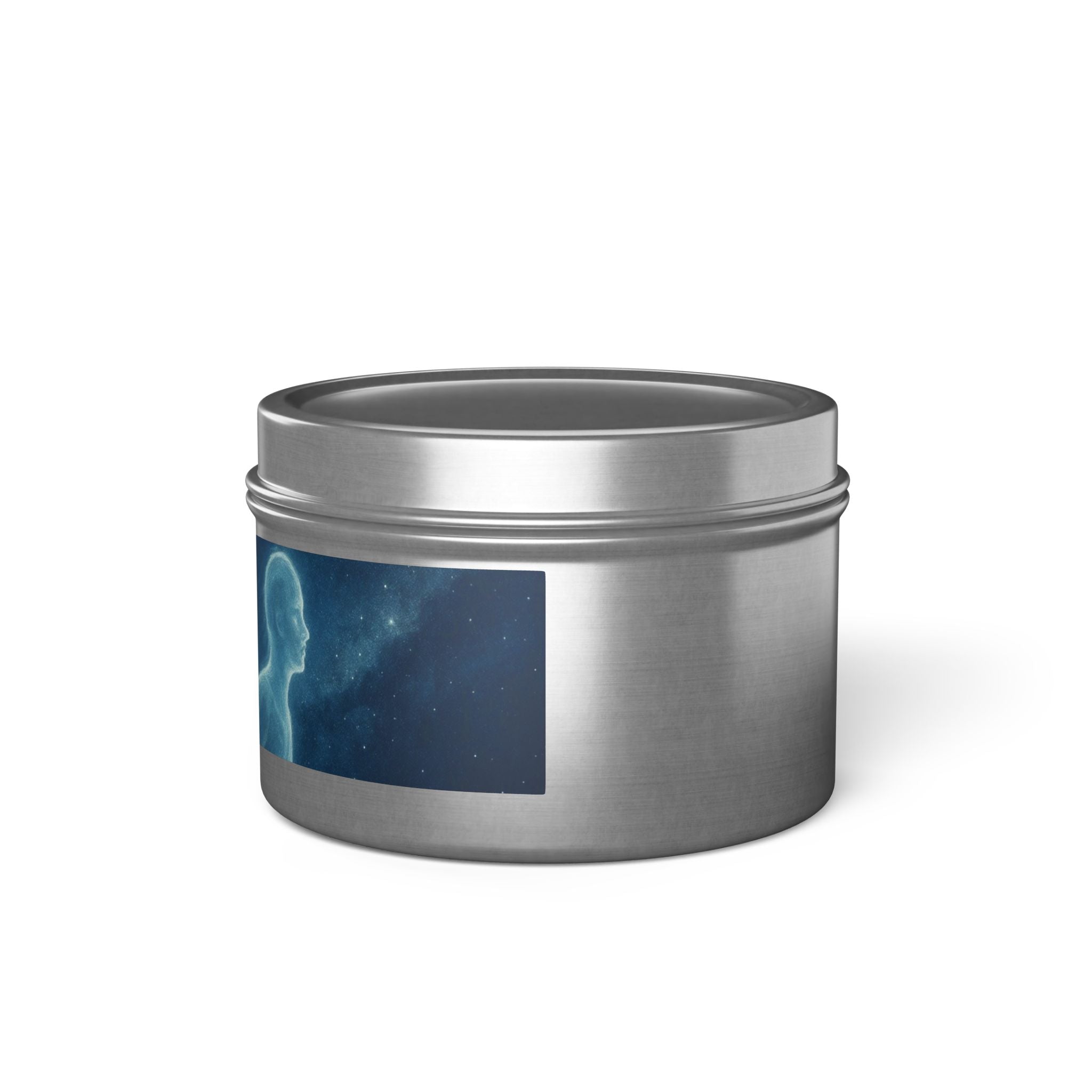 Astral Signature Tin Candles with their eco-friendly packaging on display.