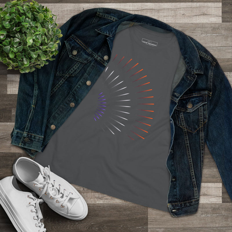 Camiseta Astral Radiant Lines — Camiseta minimalista de algodón para mujer