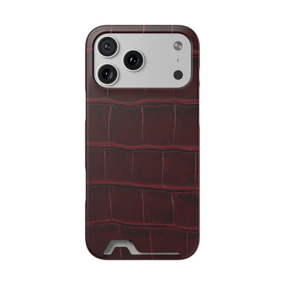 iPhone 17 Series Phone Case  for 17 Pro Max, 17 Pro, 17 and 17 Air - Burgundy Croc Case with Cardholder | Astral Signature™ Edit