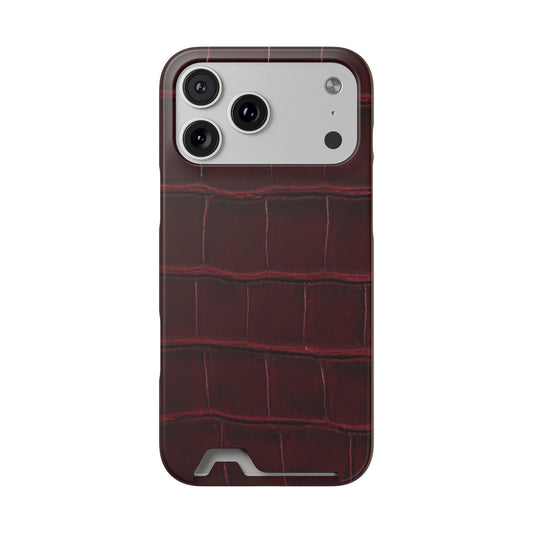 iPhone 17 Series Phone Case  for 17 Pro Max, 17 Pro, 17 and 17 Air - Burgundy Croc Case with Cardholder | Astral Signature™ Edit