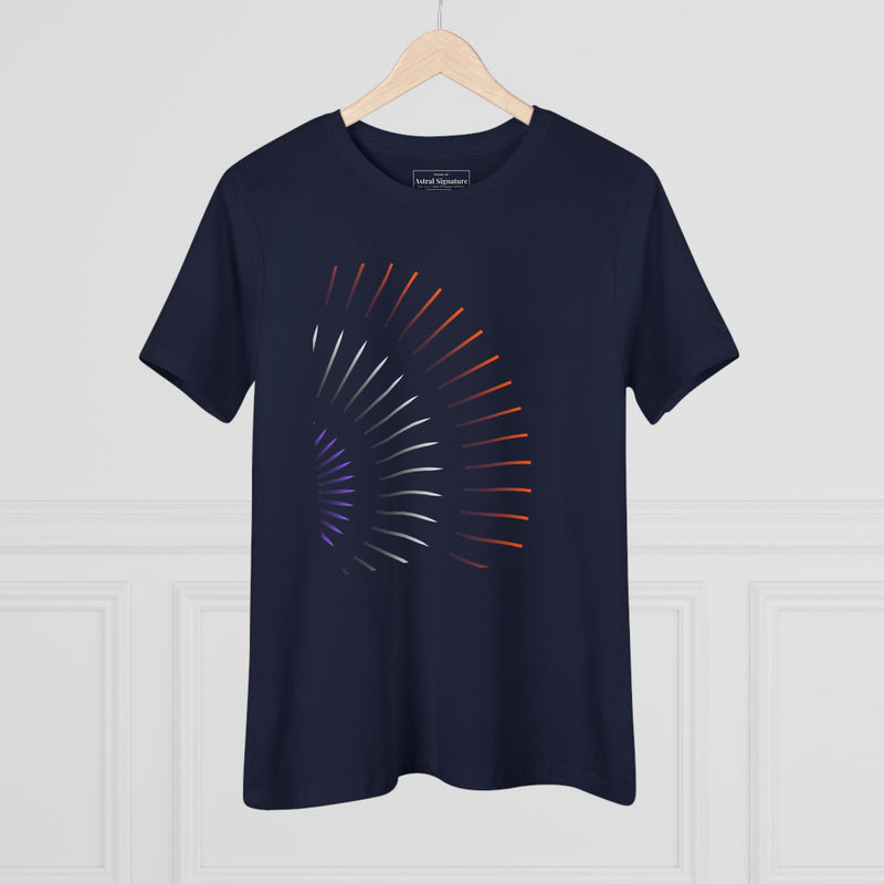 Camiseta Astral Radiant Lines — Camiseta minimalista de algodón para mujer