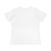 The back view of the Women’s Cotton Tee — Minimal Radiant A.S Golden Crown Lines Graphic by Astral Signature in white, showcasing a classic design for a women tee.