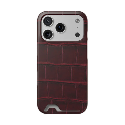 iPhone 17 Series Phone Case  for 17 Pro Max, 17 Pro, 17 and 17 Air - Burgundy Croc Case with Cardholder | Astral Signature™ Edit