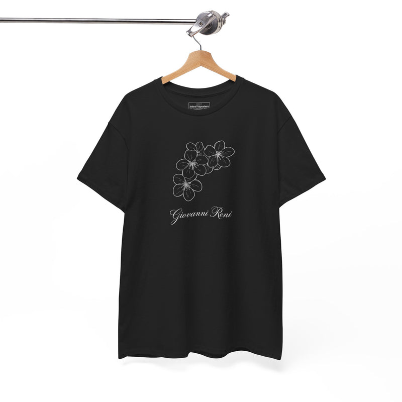 Giovanni Reni Floral Script Tee — Minimal Flower Graphic | Astral Signature™