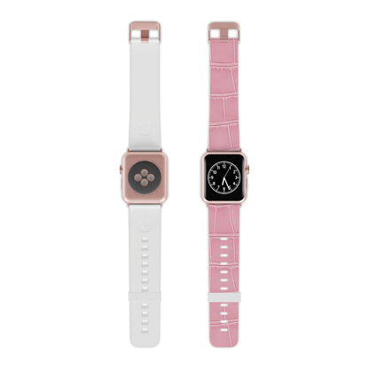 A detailed look at the Astral Signature™ Apple Watch Band — Pink Croc Leather. This crocodile strap adjustable band is designed for everyday wear and casual chic styles, making it a perfect gift for her birthday or for adding a pastel touch to spring outfits.