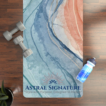 Yoga Mat Calming Pink and Blues Patterns - Rubber Yoga Mat - Astral Signature