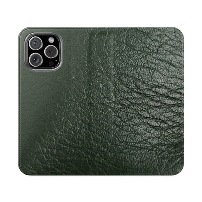 iPhone 16 Series  — Green Vintage Leather Flip Case | Astral Signature™ Edit