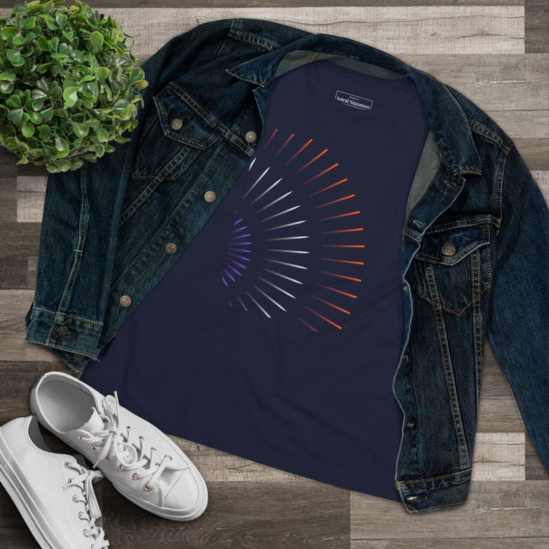 Camiseta Astral Radiant Lines — Camiseta minimalista de algodón para mujer