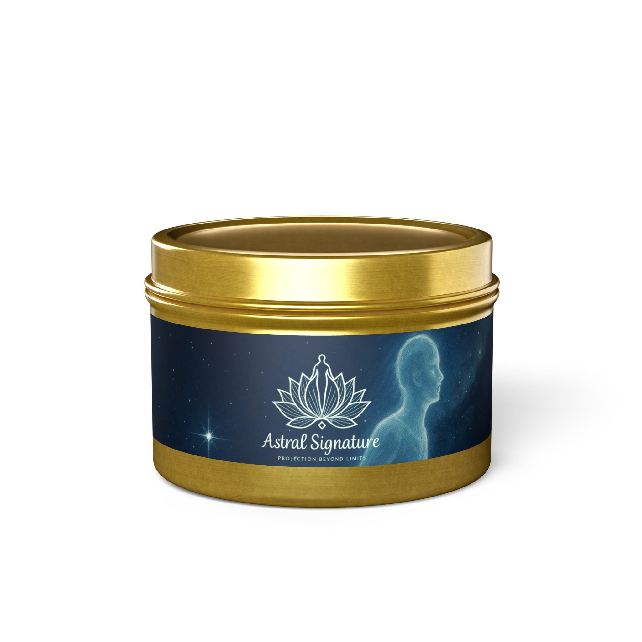 Astral Signature Tin Candles in travel-friendly tins, perfect for on-the-go relaxation and aromatherapy.