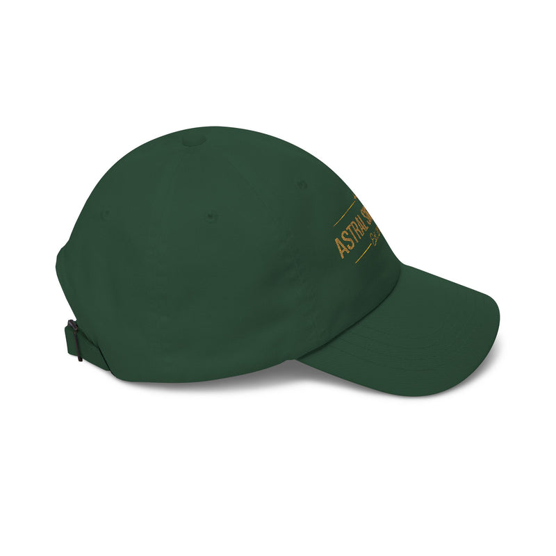 Green Classic Dad Cap by Astral Signature™ showcasing a trendy design suited for summer fashion. This casual hat is an ideal outdoor cap that makes an excellent gift for dad.