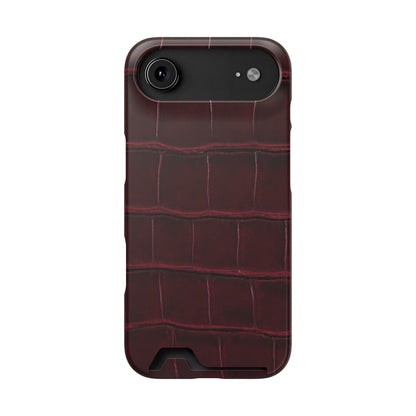iPhone 17 Series Phone Case  for 17 Pro Max, 17 Pro, 17 and 17 Air - Burgundy Croc Case with Cardholder | Astral Signature™ Edit
