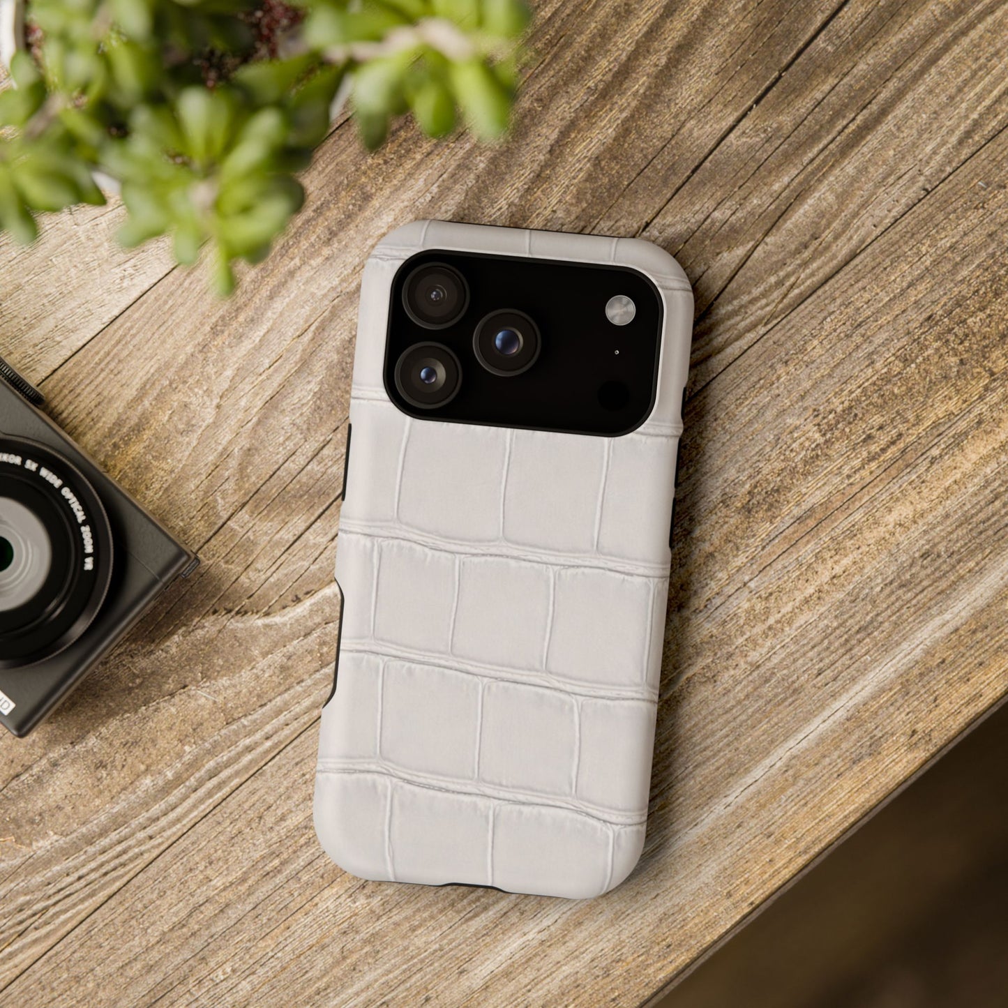 iPhone 17 Series Phone Case  for 17 Pro Max, 17 Pro, 17 and 17 Air  — White Croc Texture Case | Astral Signature™ Edit